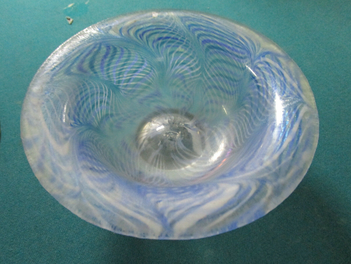 Vandermark MERRITT Art glass Compote - FOOTED BOWL  - feather design PICK1