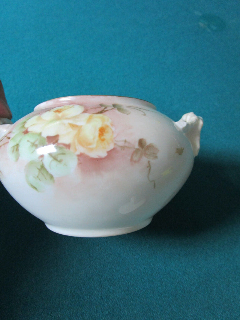 JEAN POUYAT FRANCE CREAMER AND COVERED SUGAR WHITE ROSES SEPIA COLORS [83c]