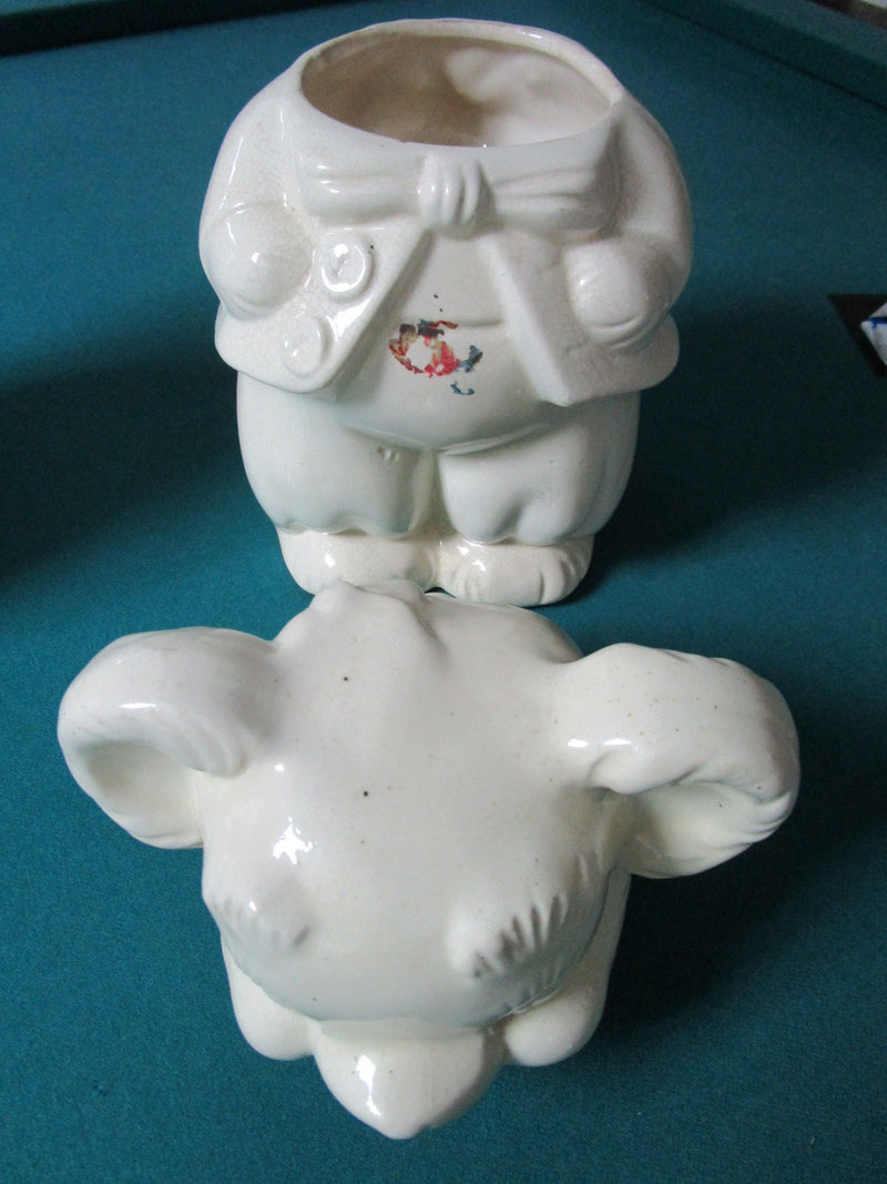 Vintage American Bisque Turnabout Bear Cookie Jar Two Sided Boy&Girl,12" Tall