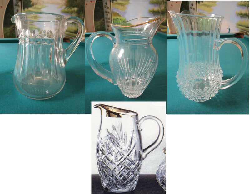 CRYSTAL PITCHERS, MARQUIS WATERFORD, BACCARAT, CRYSTAL D'ARQUES BLOCK -PICK 1