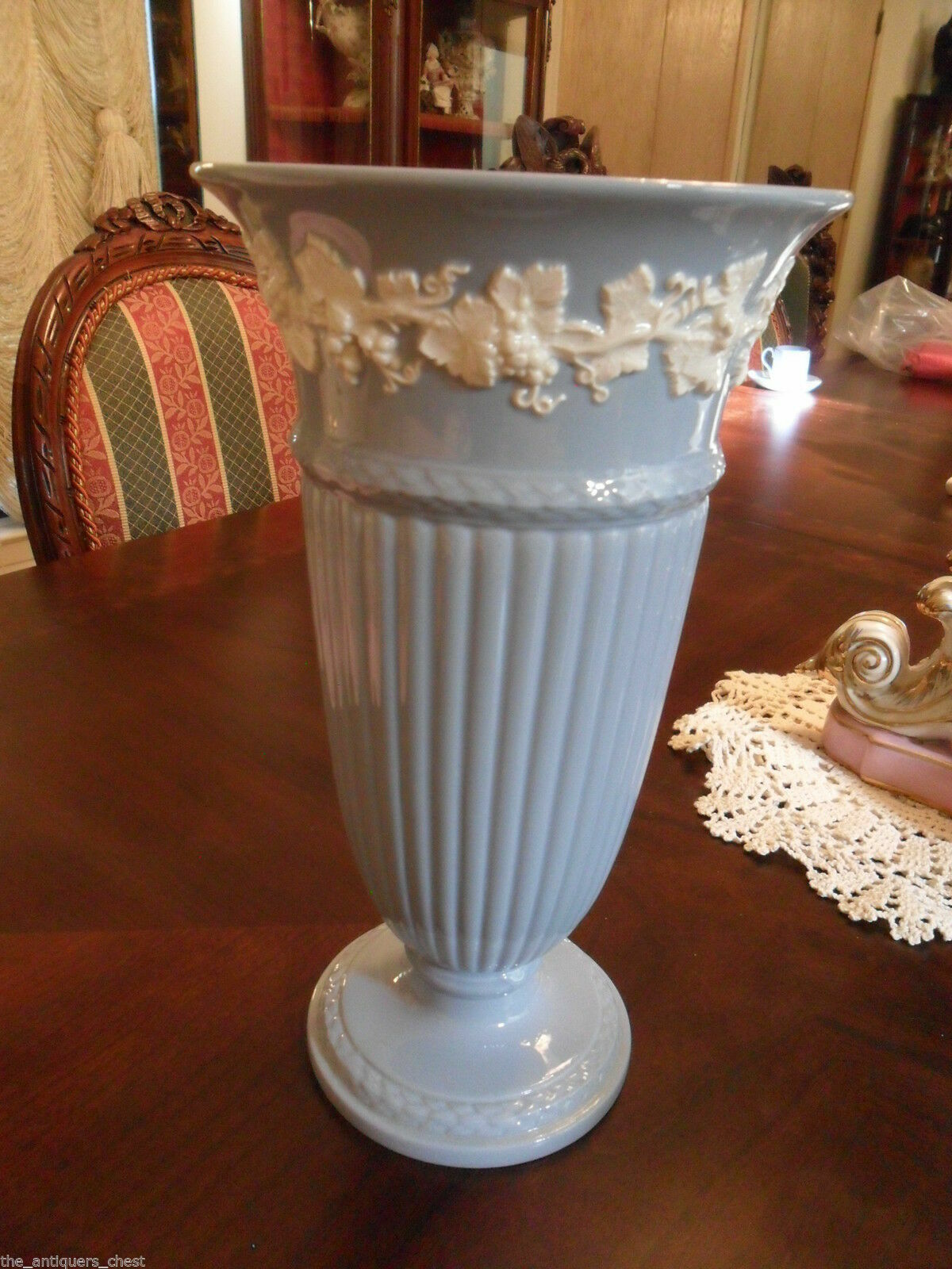 WEDGWOOD BLUE AND WHITE QUEENS  EMBOSSED GARLAND VASES PICK ONE