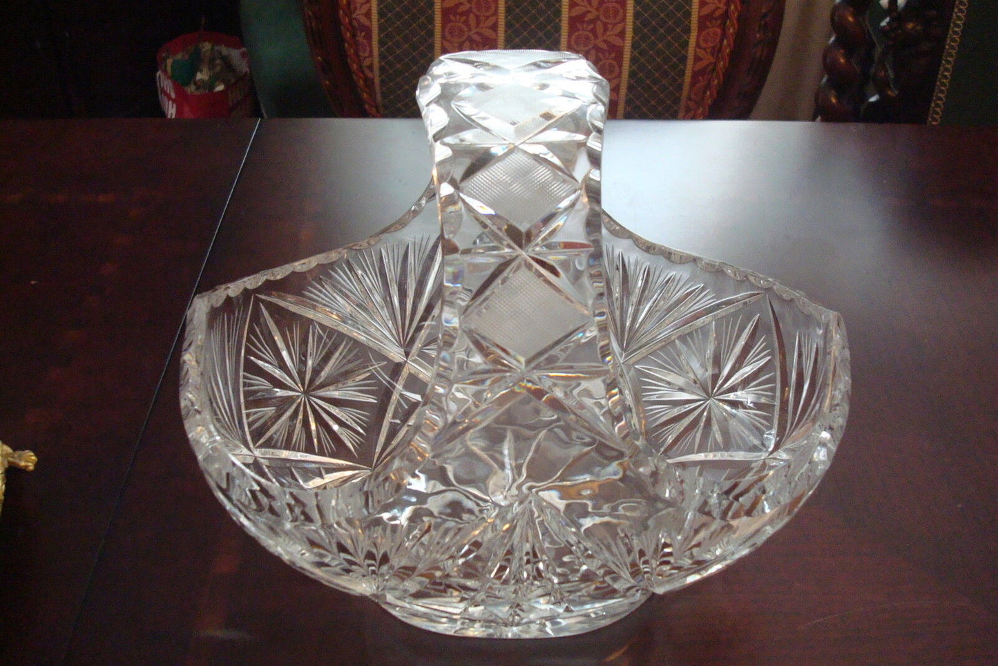 Vintage American Brilliant FLOWER ERA  basket, cut crystal, gorgeous [GL-6]