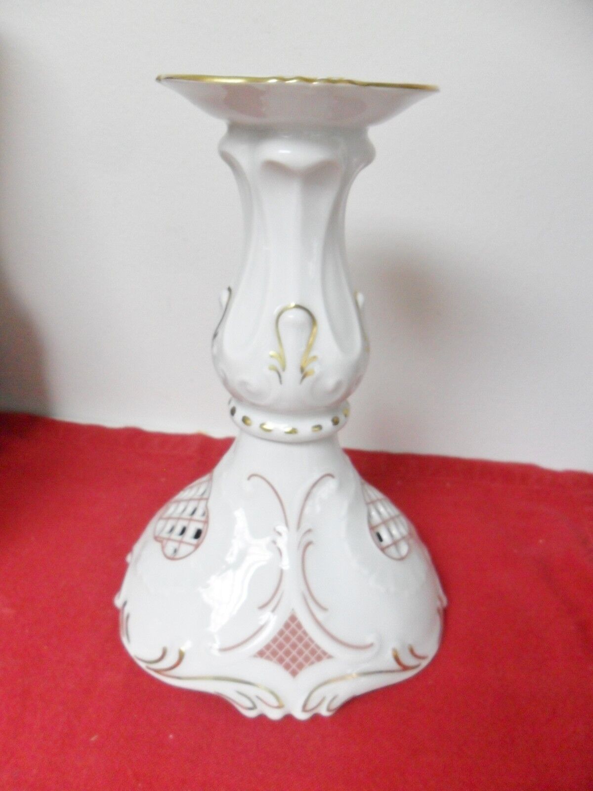 Vintage Pirken-Hammer Czech Porcelain  Lattice CANDLE HOLDER AND BOWL RARE