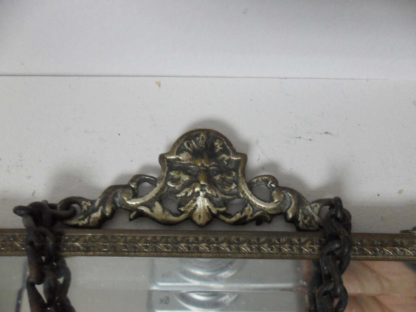 1800s THREE PART TABLE VANITY MIRROR METAL FRAME ORIGINAL