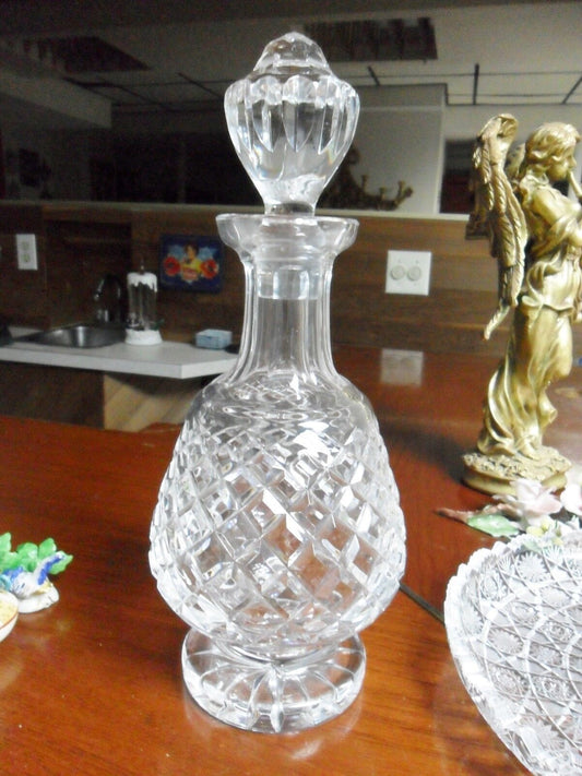 Vintage pressed glass large decanter 13" tall,  with cover[aB]