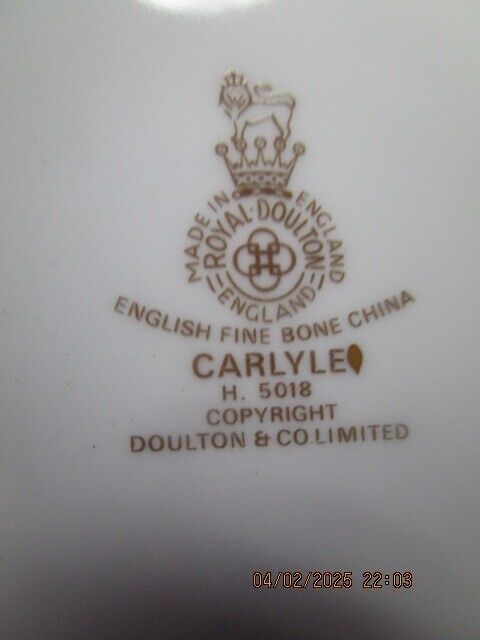 Royal Doulton England  Carlyle Trio Tea Cup Saucer Plate ^^^