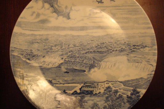 Vintage collector plate - Niagara Falls- by J & G Meakin, England, blue 1962.