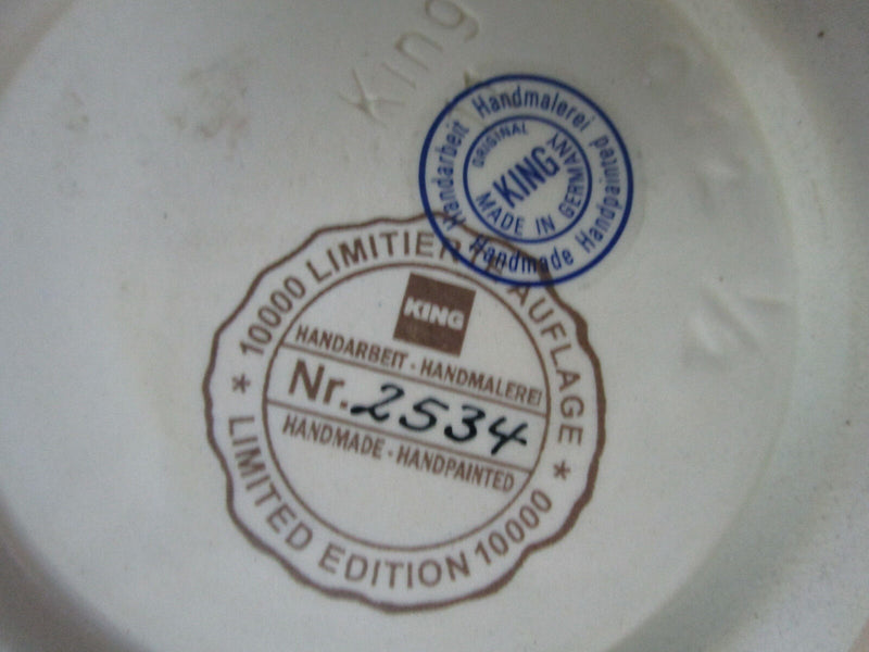 Vintage Original King Beer Stein New Stamped 10" Prosit Person In Handle