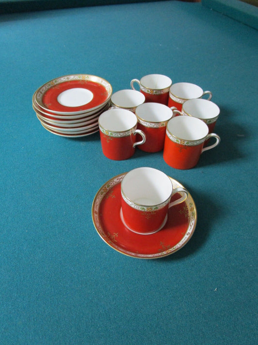 1920's Royal Worcester England 6 coffee cups/ saucers for Thomas Goode UK [170D]