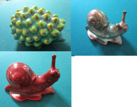 ZSOLNAY HUNGARY FIGURINES PAPERWEIGHT SNAIL RED GREEN EOSIN PORCUPINE PICK ONE