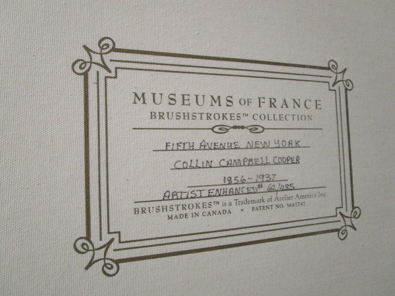 COLLIN CAMPBELL COOPER 5TH AVE NY BRUSHSTROKES FINE ENHANCED REPRODUCTION