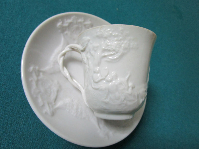 Capodimonte Italy Original Blanc De China Coffee Cup And Saucer Molded [80B]