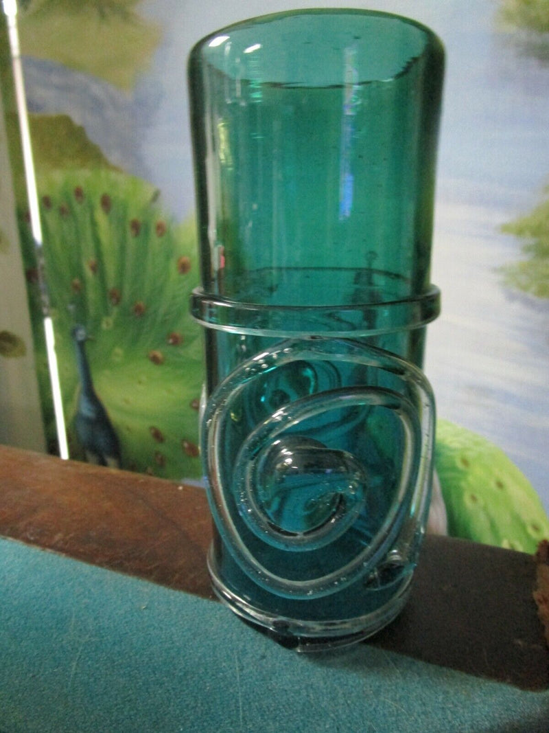 GLASS STUDIO VASE RIGADEE RIBBED GREEN CLEAR YELLOW ITALIAN  SIGNED  PICK 1