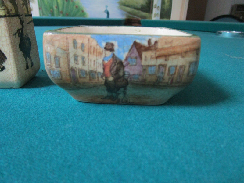 ANTIQUE ROYAL DOULTON 3 PCS DICKENS WARE GREEN WARE ROBIN HOOD [71]