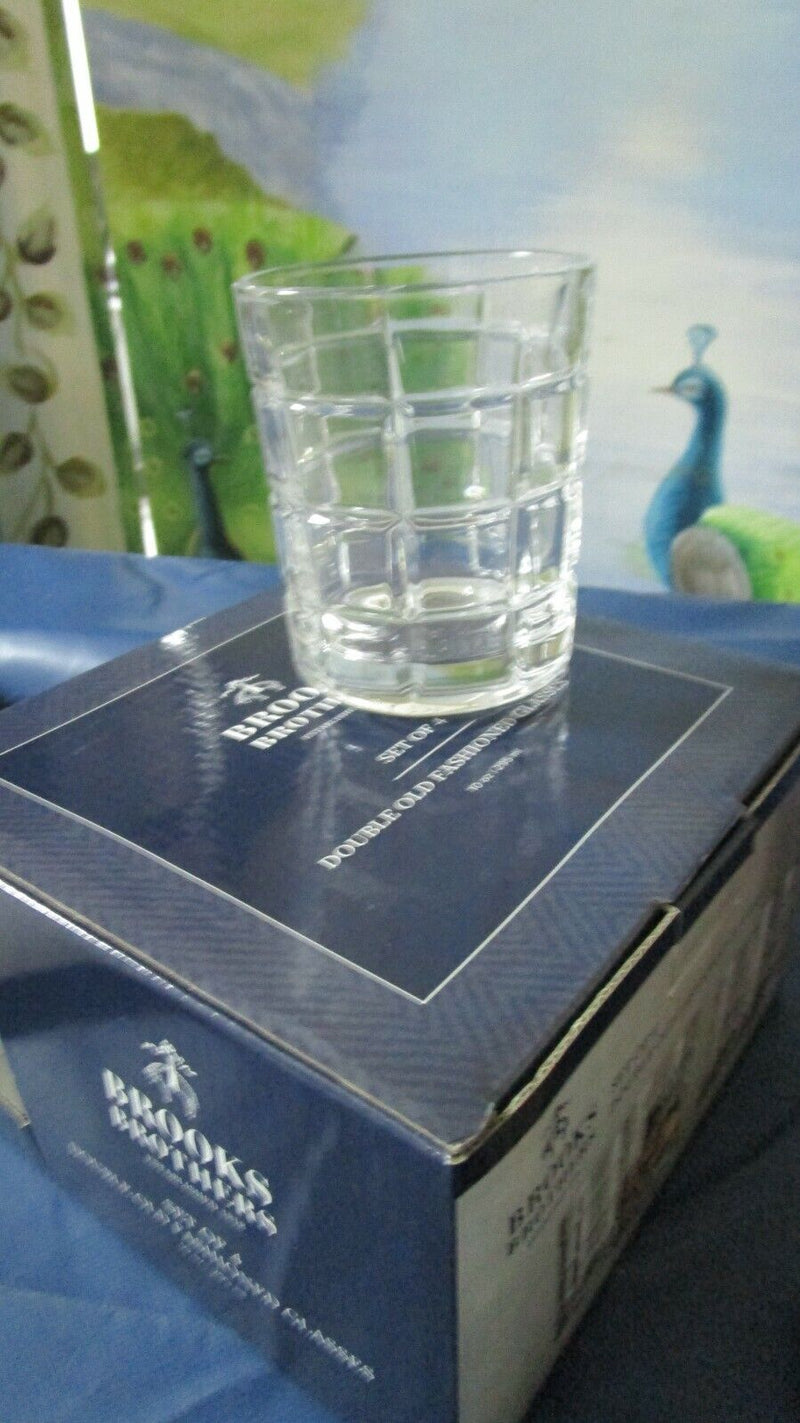 BROOKS BROTHERS OLD FASHIONED 4 WHISKEY TUMBLERS NEW IN BOX