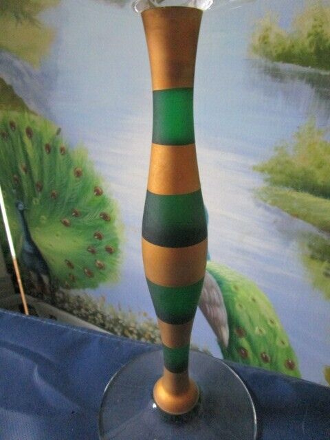 CELESTE ANN NILSSON ORREFORS TALL SIGNED CANDLE HOLDER MULTICOLOR