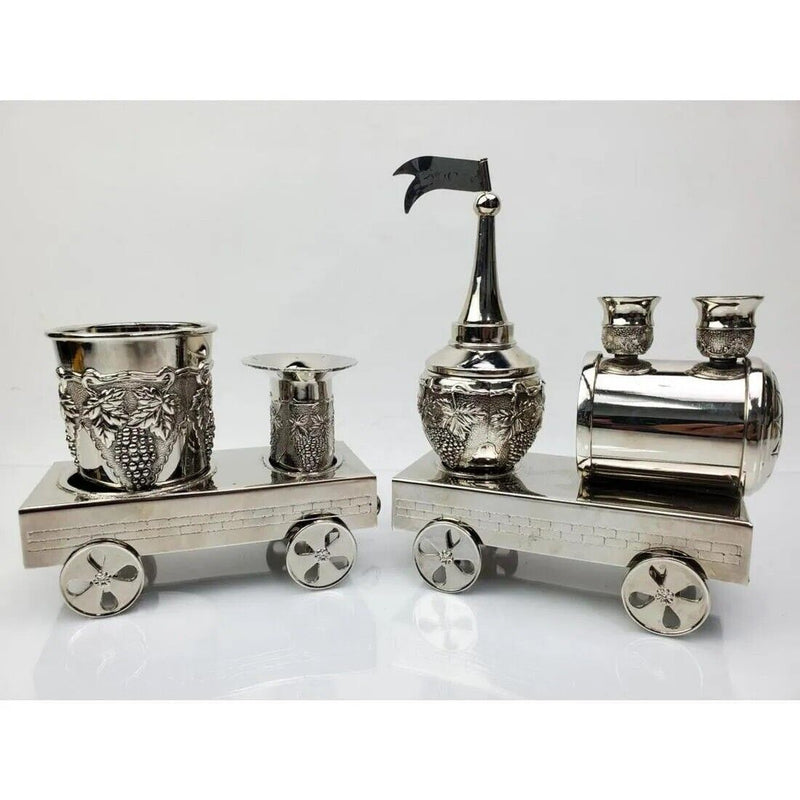 Elegant Silver Plated Havdalah Set - includes havdalah holder, besamim holder, a