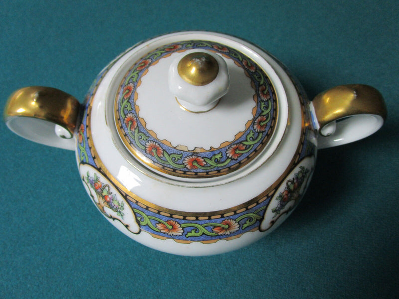 Rosenthal Germany 1930s Bavaria China Floral Urn Pattern Covered Sugar Orig****