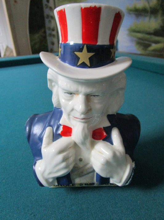 Uncle Sam, ceramic coin bank, made in Japan, c1960s, 6 1/2" tall RARE