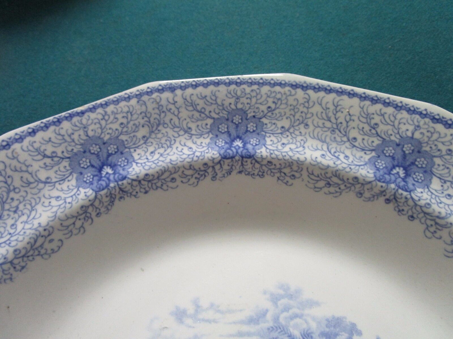 Antique Blue Transfer Soup Plate, Persia Pattern, Wm Adams, England [*a4rack]