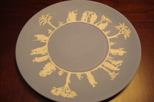 Wedgwood Blue Jasperware plate,mythological figures [a*4-1]