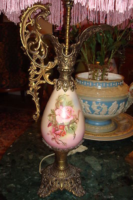 TABLE PARLOR LAMP  ceramic and bronze AMPHORA EWER ORMULU