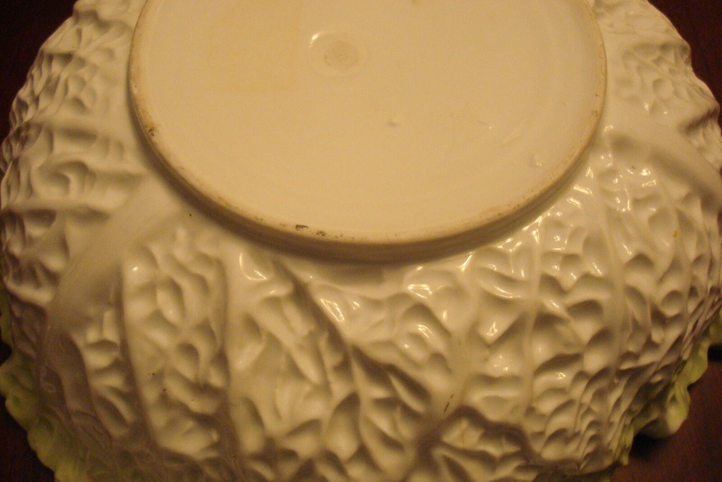 Unmarked RS bowl cabbage design, light green with gold acents