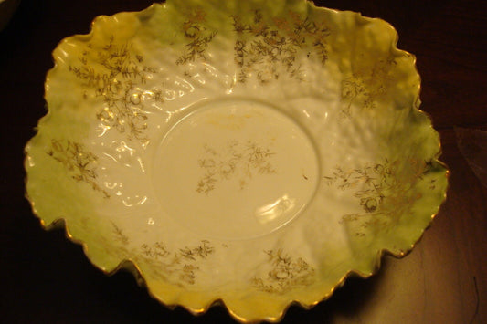 Unmarked RS bowl cabbage design, light green with gold acents