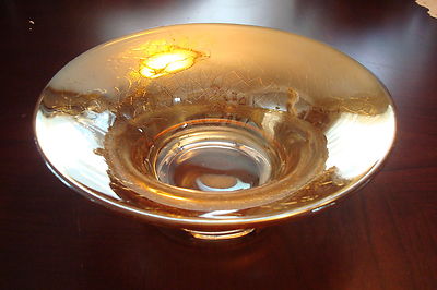 Carnival Iridiscent Marigold large bowl, 3 1/2" X 10" CENTERPIECE [GL-2]