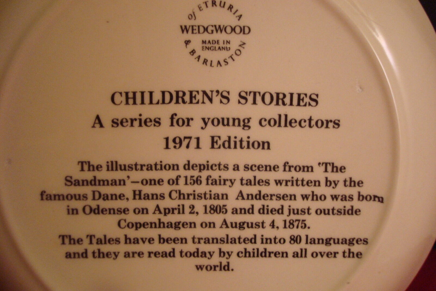 Wedgwood, Children's Stories plate, 1971, "The Sandman", NIB [am14]]