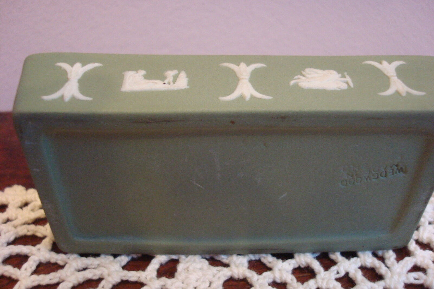 Wedgwood England sage and white jasperware pill box