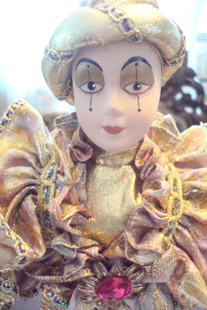 1990s Show Stopper Golden Jester doll , 18" tall, hand painted [*4-dolls]