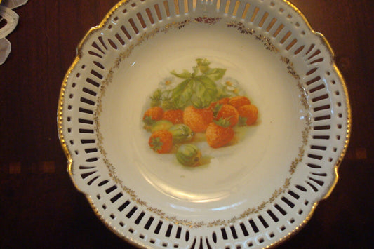 Vintage Germany bowl decorated with transfer fruits bowl