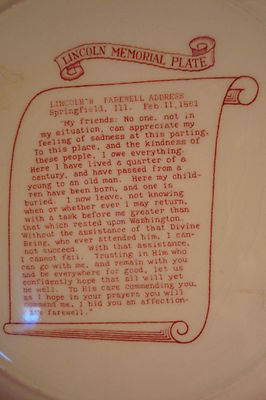Lincoln's Memorial Plate, Springfield, Ill, Historical Plate, 10", red.