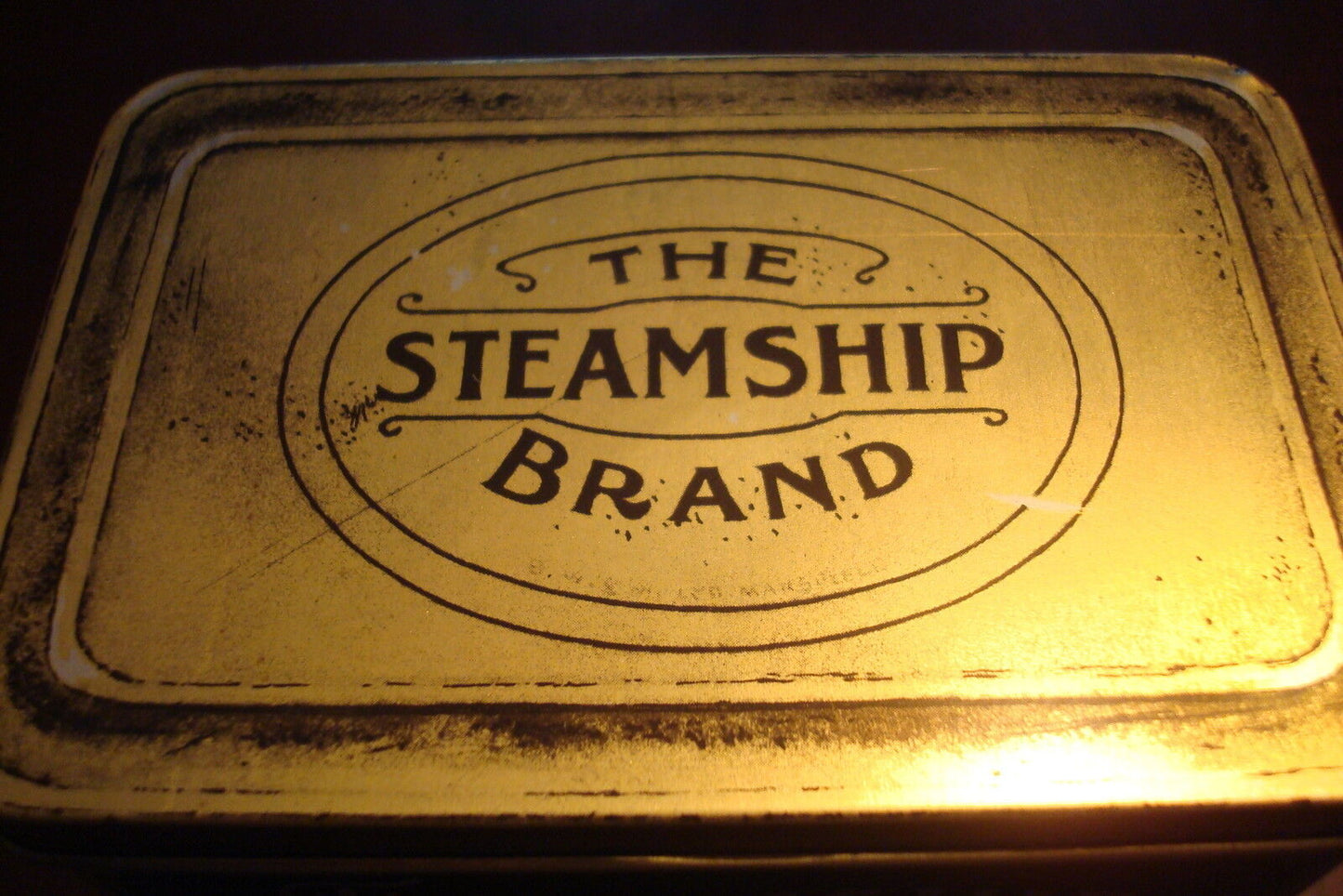 The Steamship Brand Molasses Candy, tin box, Stewart and Young, very old