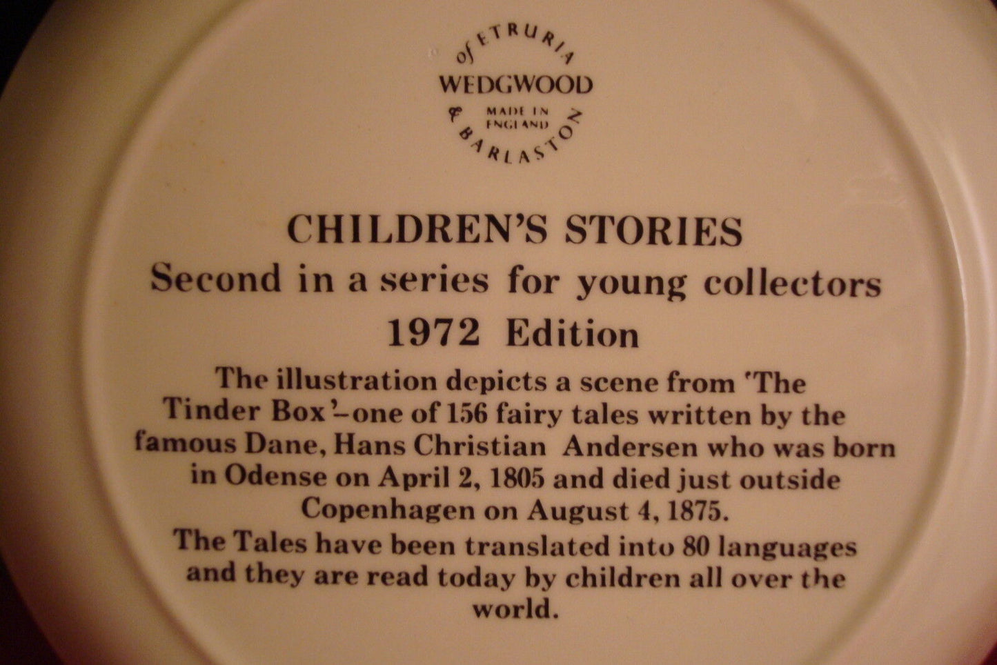 Wedgwood, Children's Stories plate, 1972, "The Tinder Box", NIB [am14]