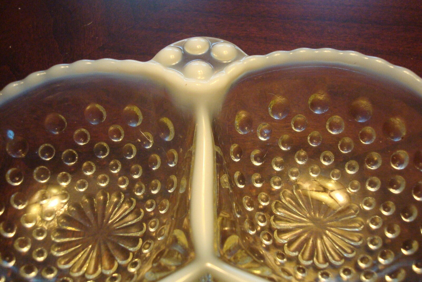 Anchor Hocking Hobnail Relish Dish Moonstone French Opalescent Divided [A5OPAL]