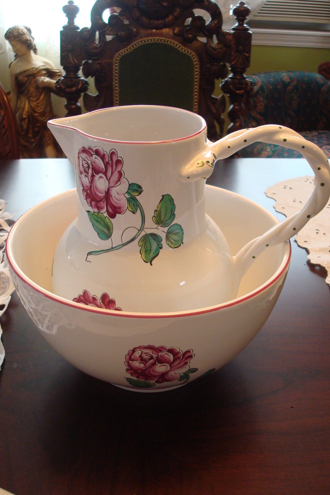 Tiffany & Co bowl and pitcher "Strasbourg Flowers" Portugal flower original