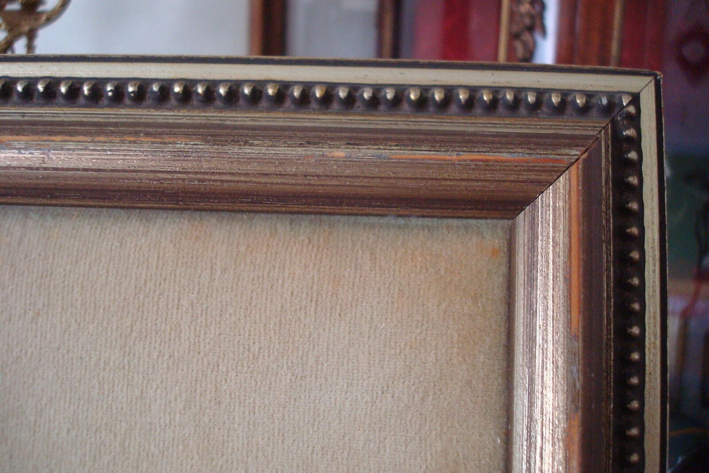 Velvet and cameos, beautiful cameos on a beige velvet in wooden frame. 36 "