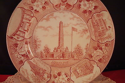Lincoln's Memorial Plate, Springfield, Ill, Historical Plate, 10", red.