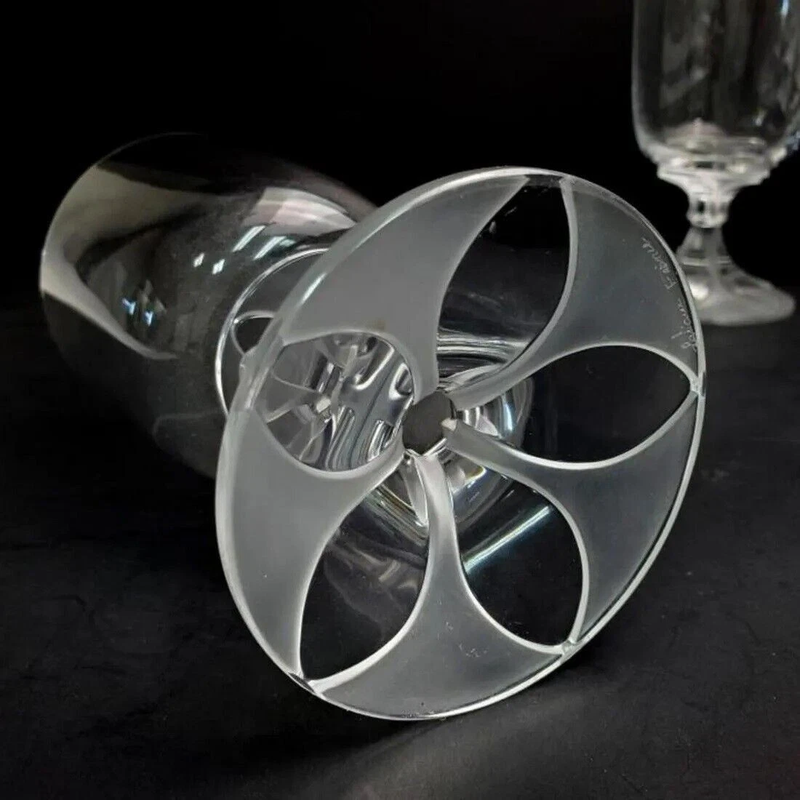 Lalique Crystal Fully Signed 5 Wine Glasses H- 5.5".