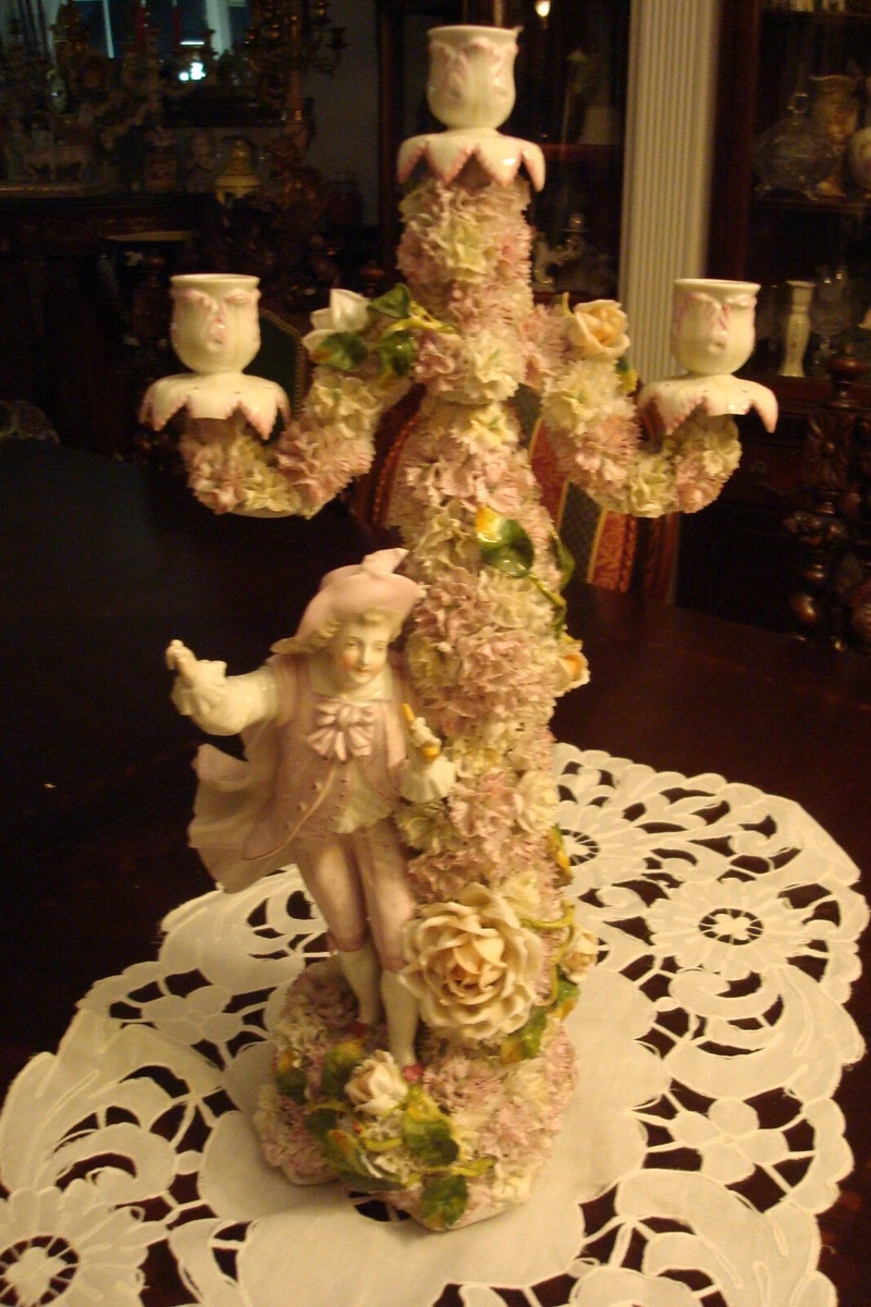 Meissen Candelabra, early Meissen, 20" tall