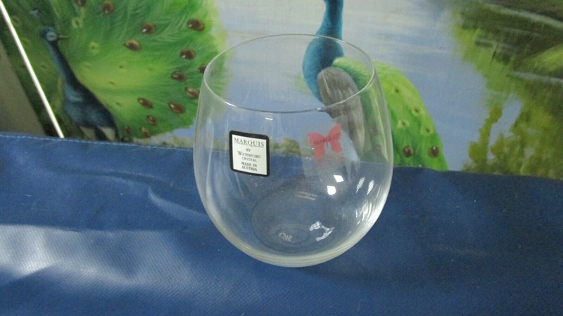 Marquis Waterford Crystal Stemless Wine Pinot Glass Austria 5 Glasses New In Box