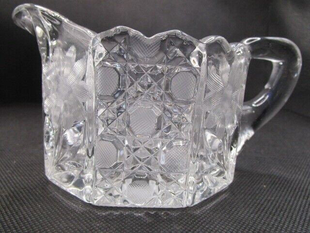 American Brilliant creamer crystal cut flowers