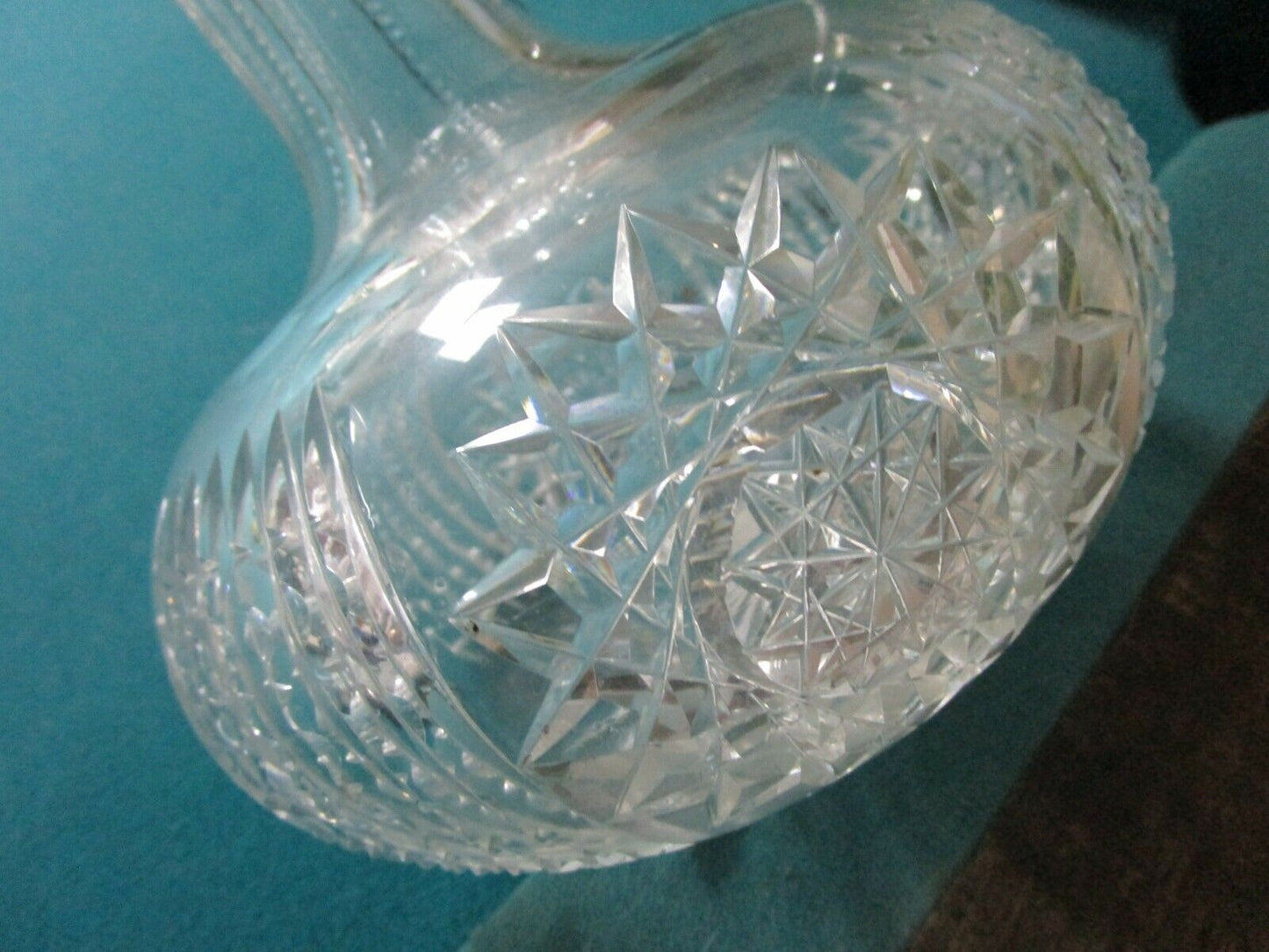 AMERICAN BRILLIANT HAWKES CRYSTAL CUT VASE - DECANTER - BOTTLE ROUND BASE[a5]