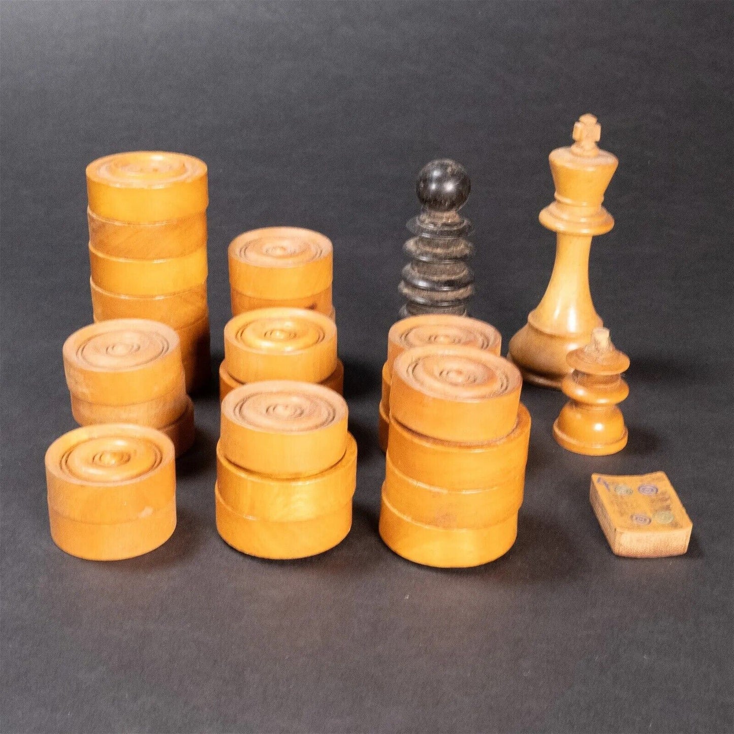 American Folk Art Chess and Checkers Set Solid Wood Hand Carved Board