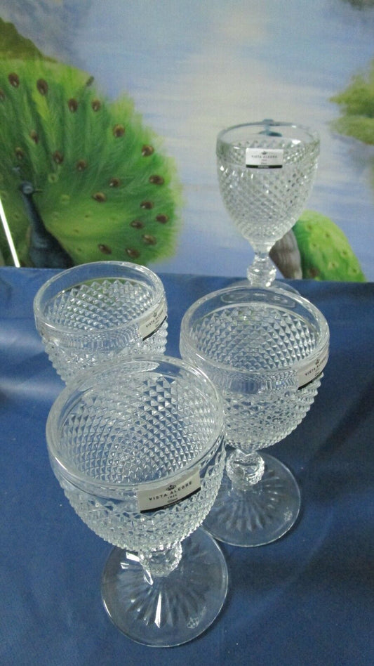 VISTA ALEGRE PORTUGAL 4 WINE CHALICES 8" NEW IN BOX