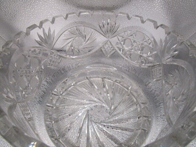 American Brilliant USA crystal cut round bowl planter center piecevery heav [a5]