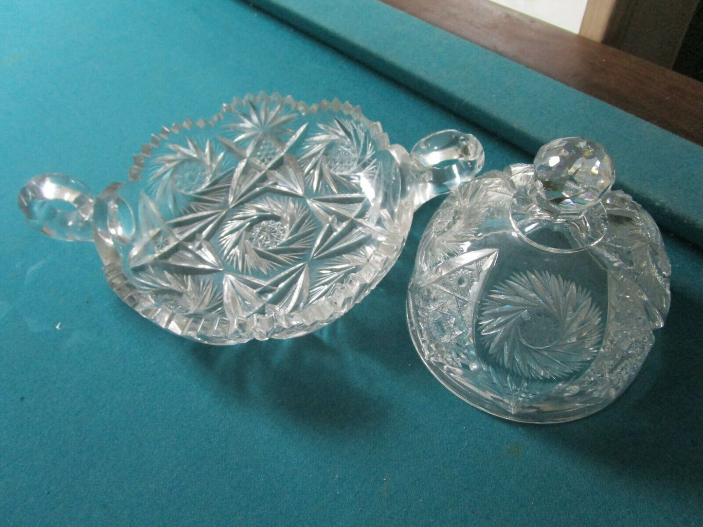 AMERICAN BRILLIANT CRYSTAL CUT CHEESE DISH COVERED