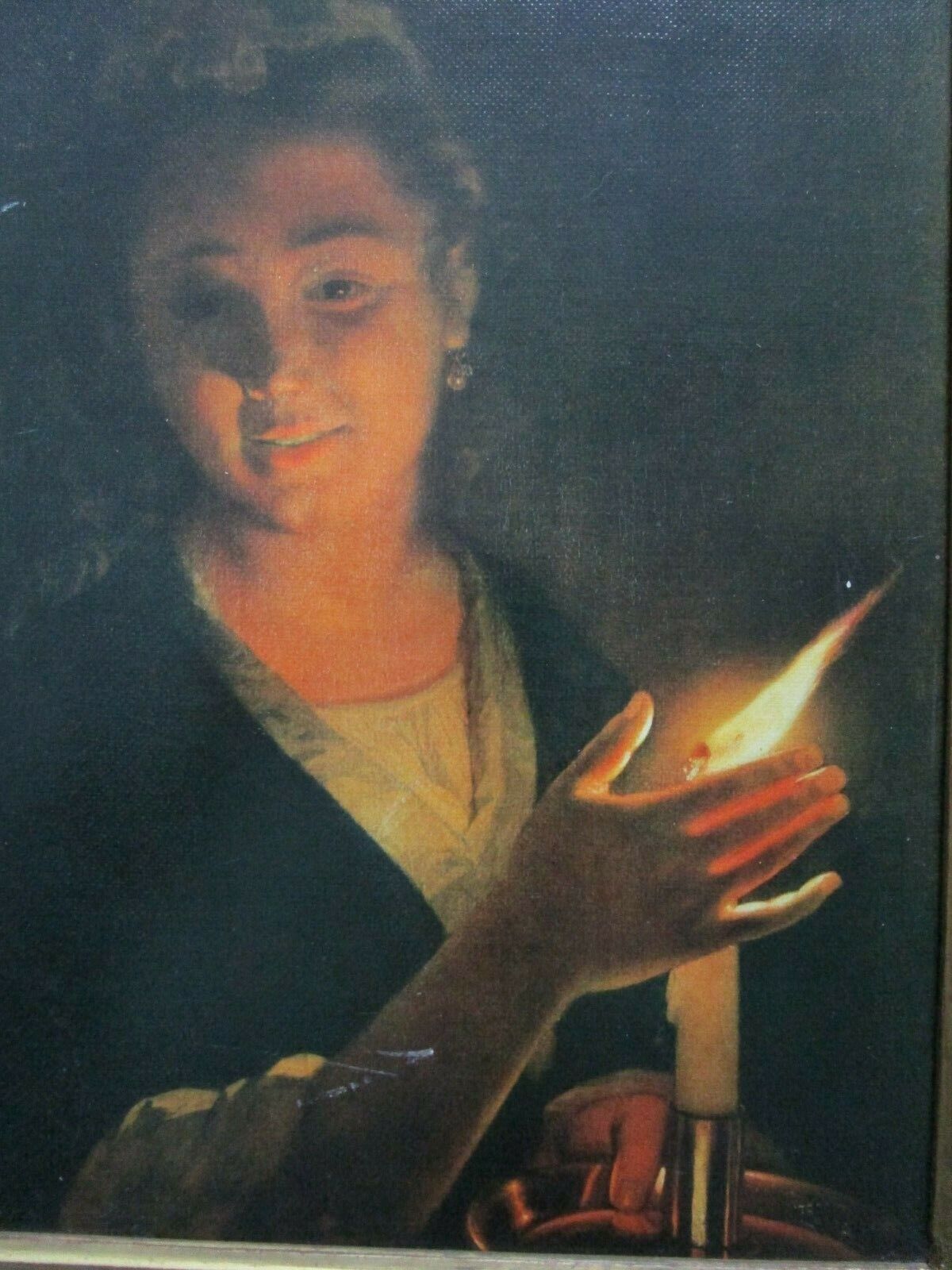 Woman with a Candle By Godfried Schalken  - Print ON BOARD FRAMED IN ITALY